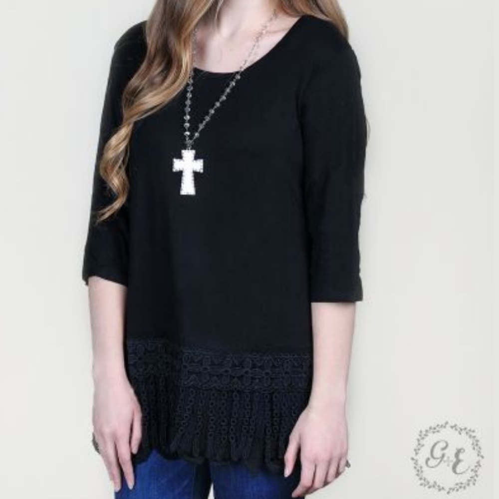 Lace Trim Raglan Shirt